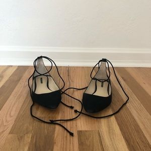 Black Zara Tie Up Flats